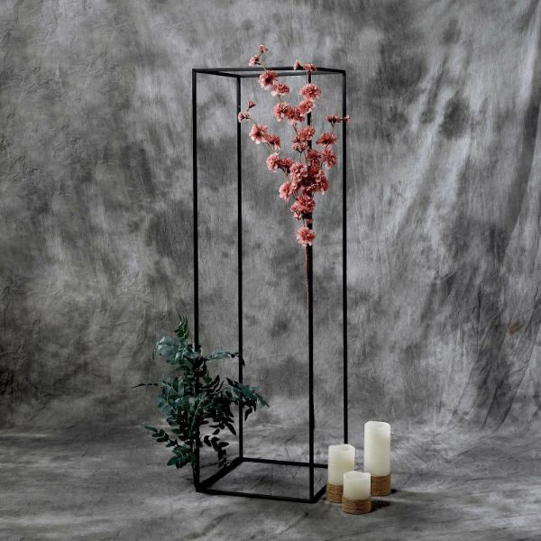 Props, Columns & Pedestals |   2 Pack 48″ Rectangular Matte Black Metal Wedding Flower Stand, Geometric Column Frame Centerpiece Event Props Black