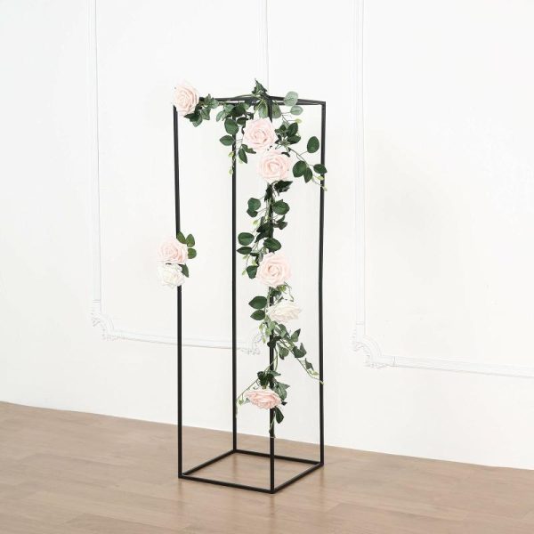 Props, Columns & Pedestals |   2 Pack 48″ Rectangular Matte Black Metal Wedding Flower Stand, Geometric Column Frame Centerpiece Event Props Black