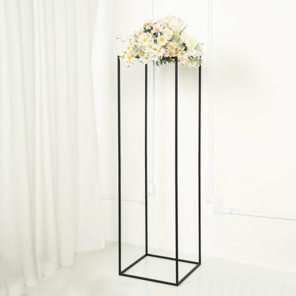 Props, Columns & Pedestals |   2 Pack 48″ Rectangular Matte Black Metal Wedding Flower Stand, Geometric Column Frame Centerpiece Event Props Black