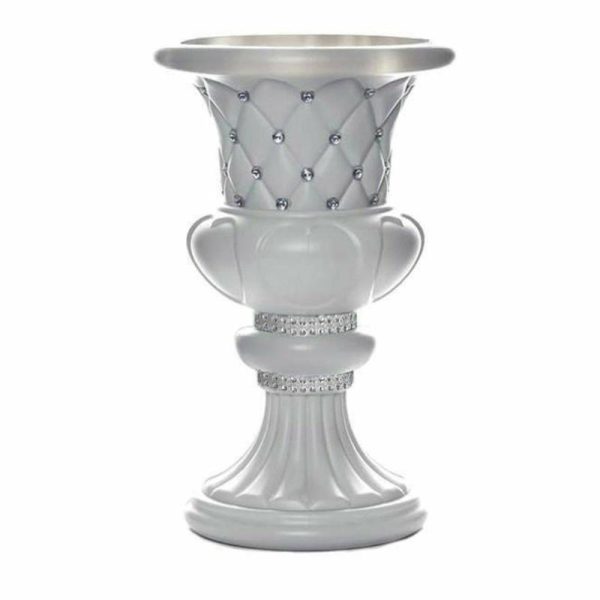 Props, Columns & Pedestals |   2 Pack White Crystal Beaded Italian Inspired Pedestal Stand Flower Plant Pillar With 10mm Crystal Studs – 18″ Tall PVC Event Props Props, Columns & Pedestals