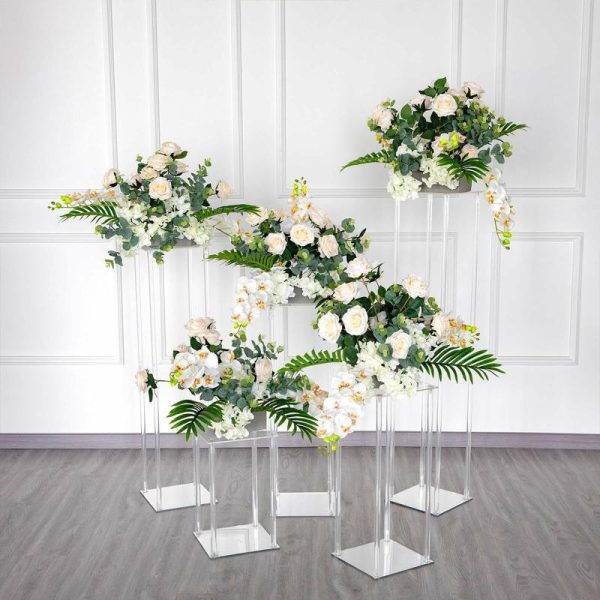 Props, Columns & Pedestals |   40″ Clear Acrylic Floor Vase Wedding Column With Square Mirror Base, Flower Stand Event Props Clear