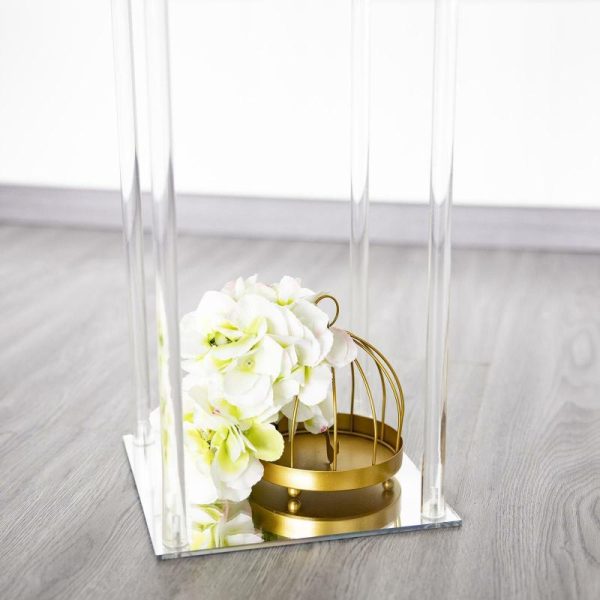 Props, Columns & Pedestals |   40″ Clear Acrylic Floor Vase Wedding Column With Square Mirror Base, Flower Stand Event Props Clear