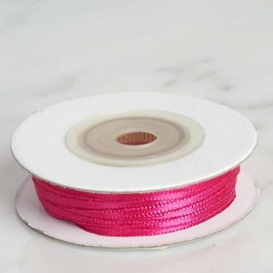 Ribbons |   100 Yards 1 16″ Fuchsia Single Face Decorative Satin Ribbon Fabric Bolt & Trims Ribbons