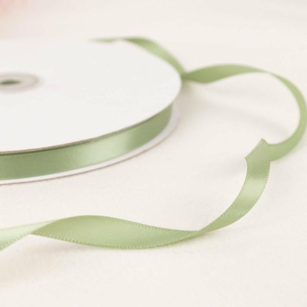 Ribbons |   100 Yards 3 8″ Sage Green Single Face Decorative Satin Ribbon Fabric Bolt & Trims Ribbons