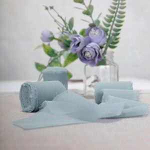 Ribbons |   2 Pack 6yd Ice Blue Silk-Like Chiffon Linen Ribbon Roll For Bouquets, Wedding Invitations Gift Wrapping Fabric Bolt & Trims Ribbons