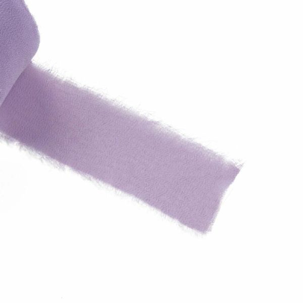 Ribbons |   2 Pack 6yd Violet Amethyst Silk-Like Chiffon Linen Ribbon Roll For Bouquets, Wedding Invitations Gift Wrapping Fabric Bolt & Trims Ribbons