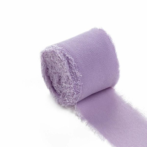 Ribbons |   2 Pack 6yd Violet Amethyst Silk-Like Chiffon Linen Ribbon Roll For Bouquets, Wedding Invitations Gift Wrapping Fabric Bolt & Trims Ribbons