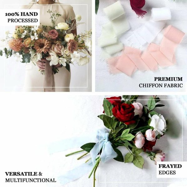 Ribbons |   2 Pack 6yds Nude Silk-Like Chiffon Ribbon Roll, DIY Wedding Bouquet Linen Wrap Fabric Bolt & Trims Natural