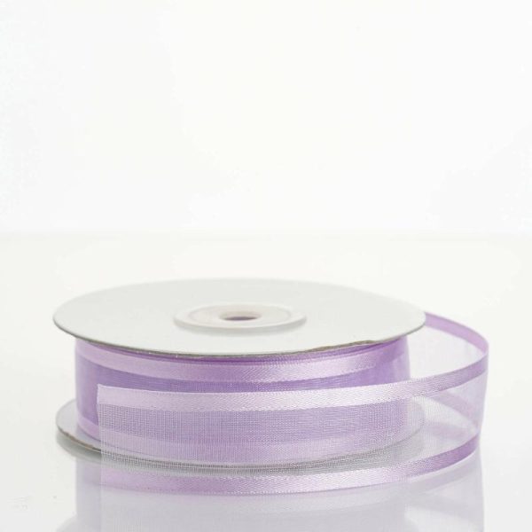 Ribbons |   25 Yards 7 8″ DIY Lavender Sheer Organza Ribbon With Satin Edges Fabric Bolt & Trims Lavender