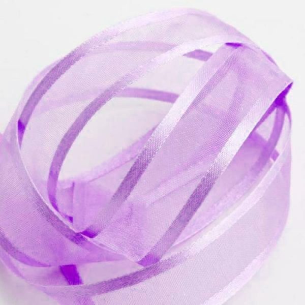 Ribbons |   25 Yards 7 8″ DIY Lavender Sheer Organza Ribbon With Satin Edges Fabric Bolt & Trims Lavender