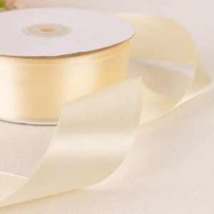 Ribbons |   50 Yards 1.5″ Ivory Single Face Decorative Satin Ribbon Fabric Bolt & Trims Ivory