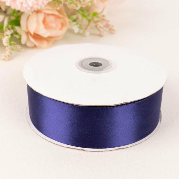 Ribbons |   50 Yards 1.5″ Navy Blue Single Face Decorative Satin Ribbon Fabric Bolt & Trims Navy Blue