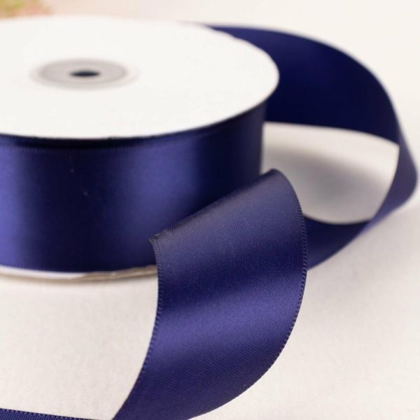 Ribbons |   50 Yards 1.5″ Navy Blue Single Face Decorative Satin Ribbon Fabric Bolt & Trims Navy Blue