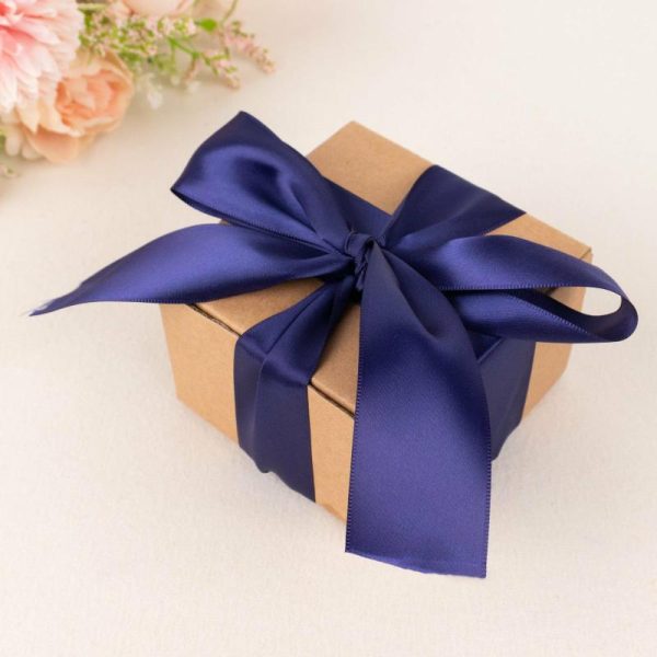 Ribbons |   50 Yards 1.5″ Navy Blue Single Face Decorative Satin Ribbon Fabric Bolt & Trims Navy Blue