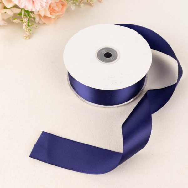 Ribbons |   50 Yards 1.5″ Navy Blue Single Face Decorative Satin Ribbon Fabric Bolt & Trims Navy Blue