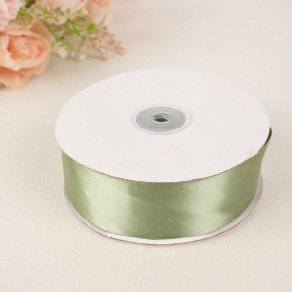 Ribbons |   50 Yards 1.5″ Sage Green Single Face Decorative Satin Ribbon Ribbons