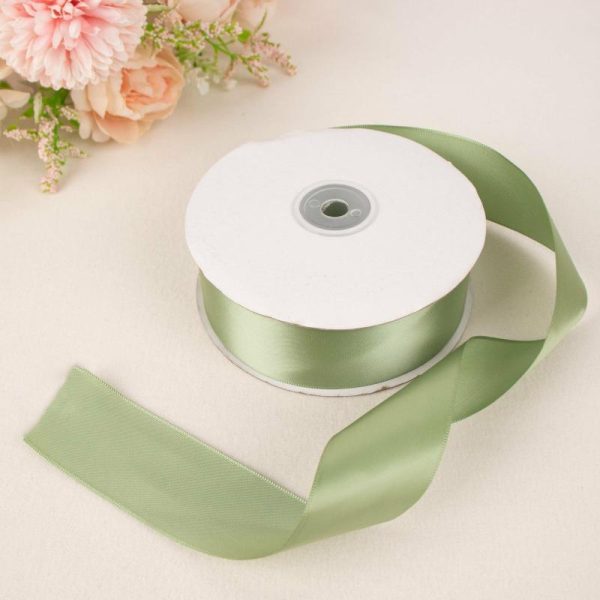 Ribbons |   50 Yards 1.5″ Sage Green Single Face Decorative Satin Ribbon Ribbons