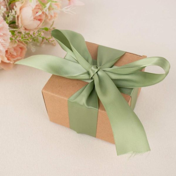 Ribbons |   50 Yards 1.5″ Sage Green Single Face Decorative Satin Ribbon Ribbons