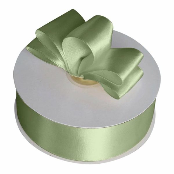 Ribbons |   50 Yards 1.5″ Sage Green Single Face Decorative Satin Ribbon Ribbons