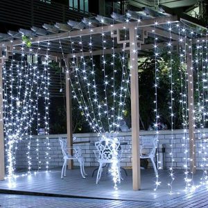 String & Patio Lights |   10ft Cool White 300 LED Icicle Curtain Fairy String Lights with 8 Modes LED Lightings String & Patio Lights