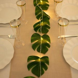 String & Patio Lights |   10ft Warm White LED Artificial Tropical Palm Leaf Vine String Lights, Wall Hanging Monstera Leaves Garland LED Lightings String & Patio Lights