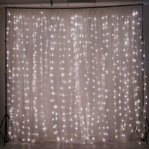 String & Patio Lights |   20ftx10ft White Sheer Organza w Warm LED Lights Decorative Curtain Panel LED Lightings String & Patio Lights