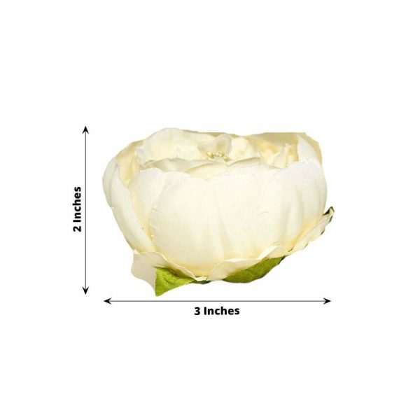 Table Scatters |   10 Pack 3″ Beige Artificial Silk DIY Craft Peony Flower Heads Party Balloons & Supplies Beige