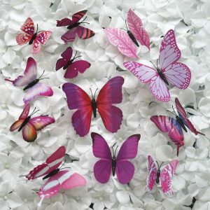 Table Scatters |   12 Pack 3D Butterfly Wall Decals, DIY Stickers Decor – Purple Collection Party Balloons & Supplies Butterfly Collection