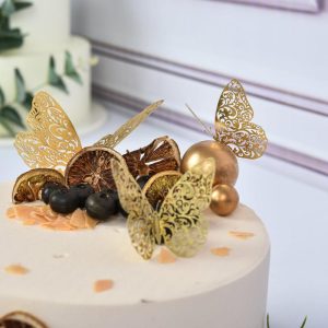 Table Scatters |   12 Pack 3D Gold Butterfly Wall Decals, DIY Mural Stickers, Metallic Butterfly Cake Decorations Party Balloons & Supplies Butterfly Collection