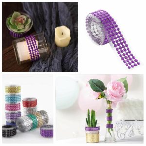 Trims & Diamond Rolls |   3ft Purple Stick-On Rhinestone Tape, DIY Self Adhesive Diamond Gemstone Stickers Fabric Bolt & Trims Purple