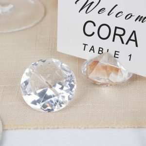 Wedding Accessories |   10 Pack 1.75″ Clear Plastic Diamond Shaped Place Card Holder Stands, Crystal Wedding Table Decorations Party Favors Clear