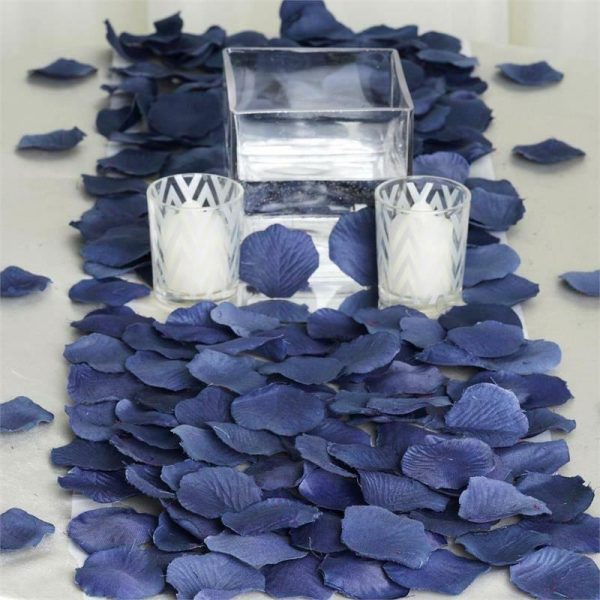 Wedding Accessories |   500 Pack Navy Blue Silk Rose Petals Table Confetti or Floor Scatters Party Favors Navy Blue