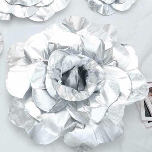 Accent Flowers |   2 Pack 24″ Large Silver Real Touch Artificial Foam DIY Craft Roses Accent Flowers Accent Flowers