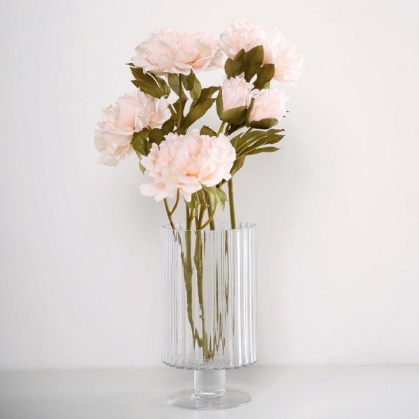 Artificial Flowers |   2 Bushes 29″ Tall Blush Artificial Silk Peony Flower Bouquets Artificial Flowers Artificial Flowers