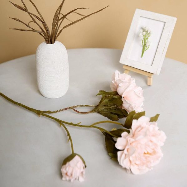 Artificial Flowers |   2 Bushes 29″ Tall Blush Artificial Silk Peony Flower Bouquets Artificial Flowers Artificial Flowers