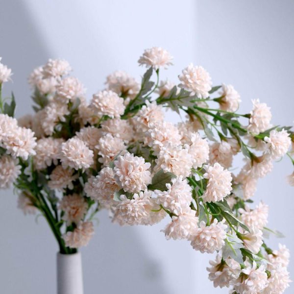 Artificial Flowers |   2 Bushes 33″ Blush Artificial Chrysanthemum Mum Flower Bouquets Artificial Flowers Artificial Flowers