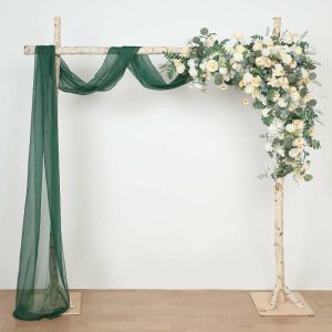 Ceiling Décor |   18ft Hunter Emerald Green Sheer Organza Wedding Arch Drapery Fabric, Window Scarf Valance Backdrop Stand Ceiling Drapes Ceiling Décor