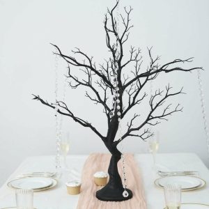 Centerpiece Stands |   34″ Black Manzanita Centerpiece Tree + 8 Acrylic Bead Chains Centerpiece Stands Black