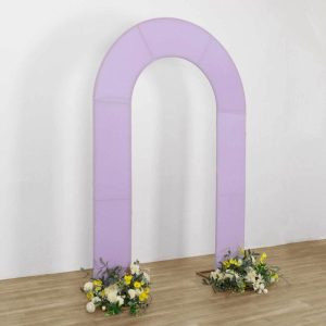 Arch Covers |   8ft Lavender Lilac Spandex Fitted Open Arch Wedding Arch Cover, Double-Sided U-Shaped Backdrop Slipcover Arch Covers Arch Covers