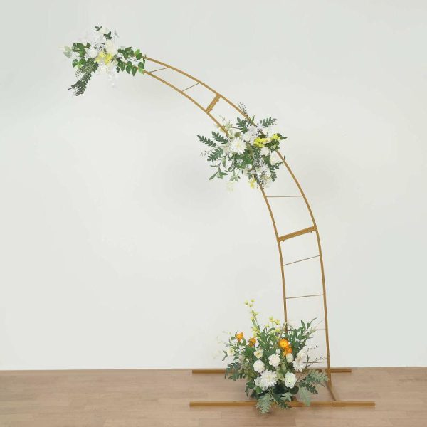 Arches & Arbors |   8ft Gold Metal Half Crescent Moon Wedding Arbor Frame, Curved Design Arch Flower Balloon Stand Arches & Arbors Arches & Arbors