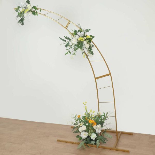 Arches & Arbors |   8ft Gold Metal Half Crescent Moon Wedding Arbor Frame, Curved Design Arch Flower Balloon Stand Arches & Arbors Arches & Arbors