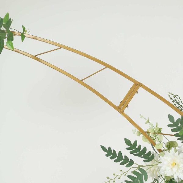 Arches & Arbors |   8ft Gold Metal Half Crescent Moon Wedding Arbor Frame, Curved Design Arch Flower Balloon Stand Arches & Arbors Arches & Arbors