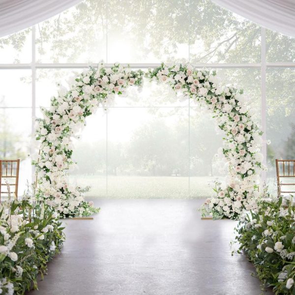 Arches & Arbors |   8ft Gold Metal Half Crescent Moon Wedding Arbor Frame, Curved Design Arch Flower Balloon Stand Arches & Arbors Arches & Arbors