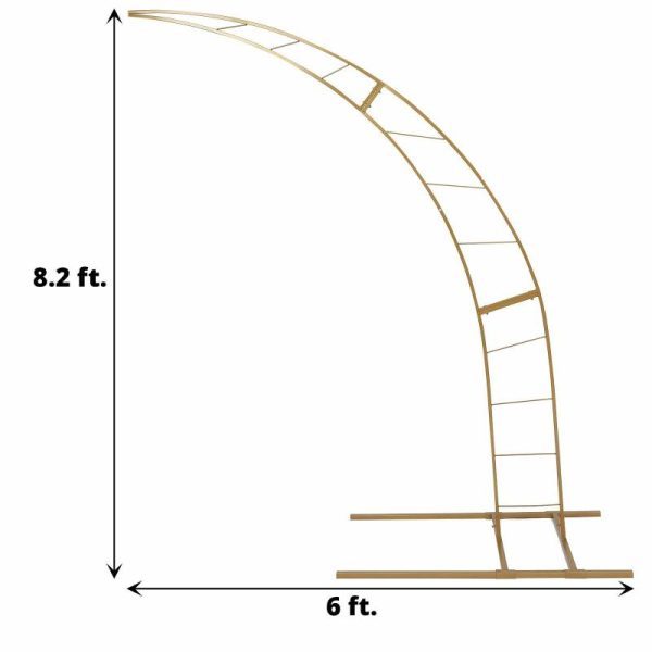 Arches & Arbors |   8ft Gold Metal Half Crescent Moon Wedding Arbor Frame, Curved Design Arch Flower Balloon Stand Arches & Arbors Arches & Arbors