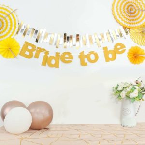 Decoration Kit |   3.5ft Gold Glittered Bride To Be Paper Hanging Bridal Shower Garland Banner, Bachelorette Party Banner Decoration Kit Decoration Kit