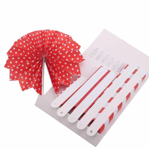 Decoration Kit |   Set of 6 Red Hanging Paper Fan Decorations, Pinwheel Wall Backdrop Party Kit – 8″, 12″, 16″ Decoration Kit Decoration Kit