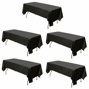 Disposable Table Cover |   5 Pack Black Rectangle Plastic Table Covers, 54″x108″ PVC Waterproof Disposable Tablecloths Disposable Table Cover Black