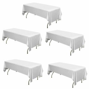 Disposable Table Cover |   5 Pack White Rectangle Plastic Table Covers, 54″x108″ PVC Waterproof Disposable Tablecloths Disposable Table Cover Disposable Table Cover