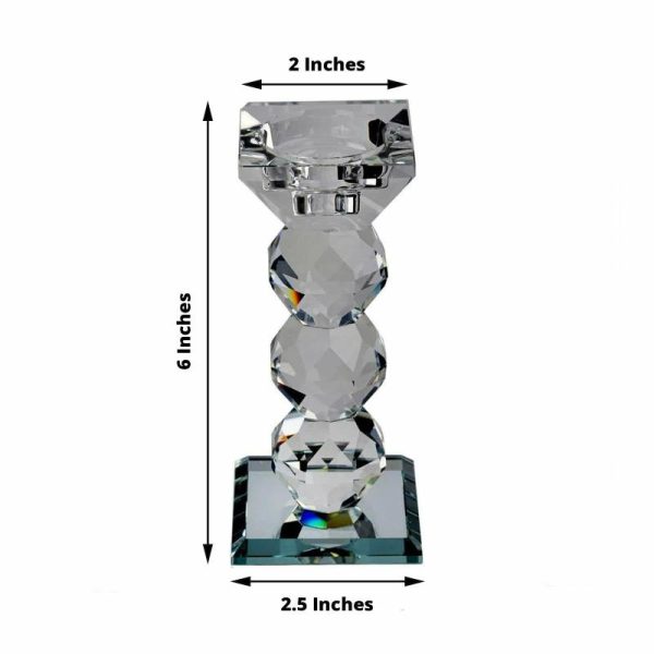 Floor Vase & Candelabra |   6″ Tall Gemcut Premium Crystal Glass Votive Candle Holder Stand Event Props Floor Vase & Candelabra