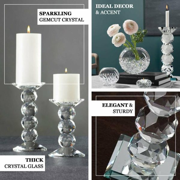 Floor Vase & Candelabra |   6″ Tall Gemcut Premium Crystal Glass Votive Candle Holder Stand Event Props Floor Vase & Candelabra